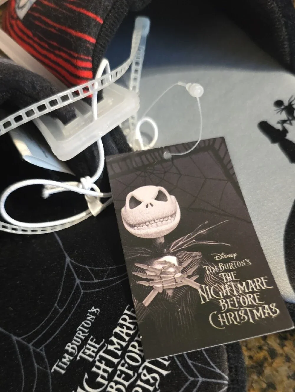 Nightmare Before Christmas Kids' Black and Red One-Piece Slippers. Size 2/3
